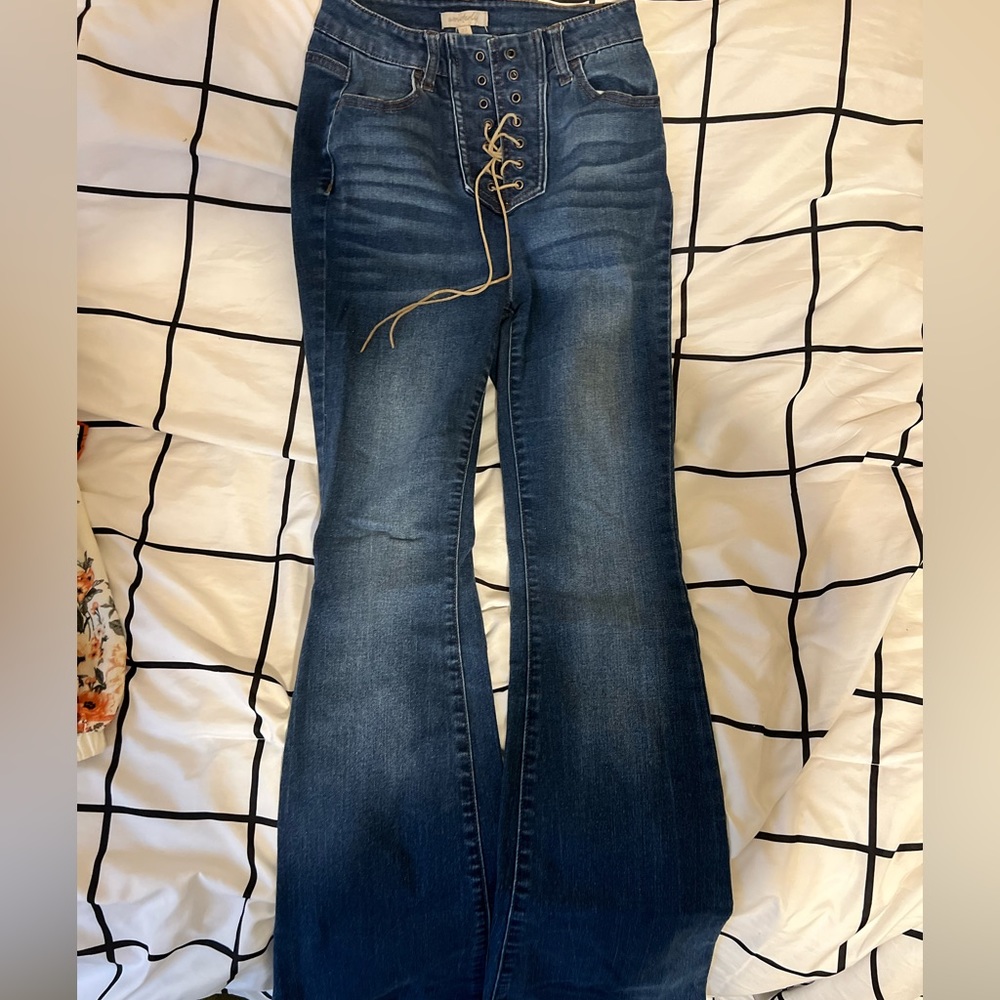 Skinny flare high-rise jeans
